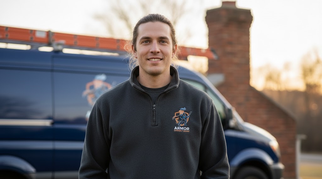 Professional chimney sweep technician from Armor Chimney Sweep